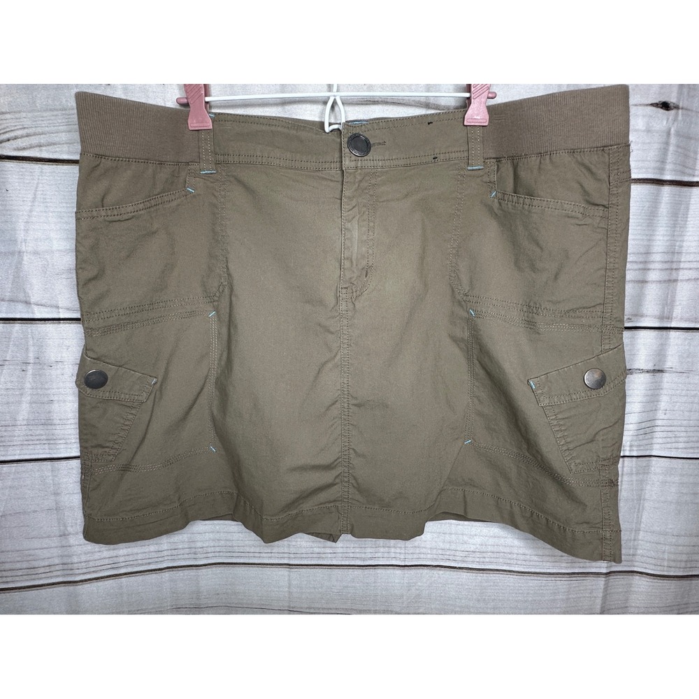 Lane Bryant Cargo Skort Women 20 Olive Brown Stretch Cotton Multi Pocket Utility